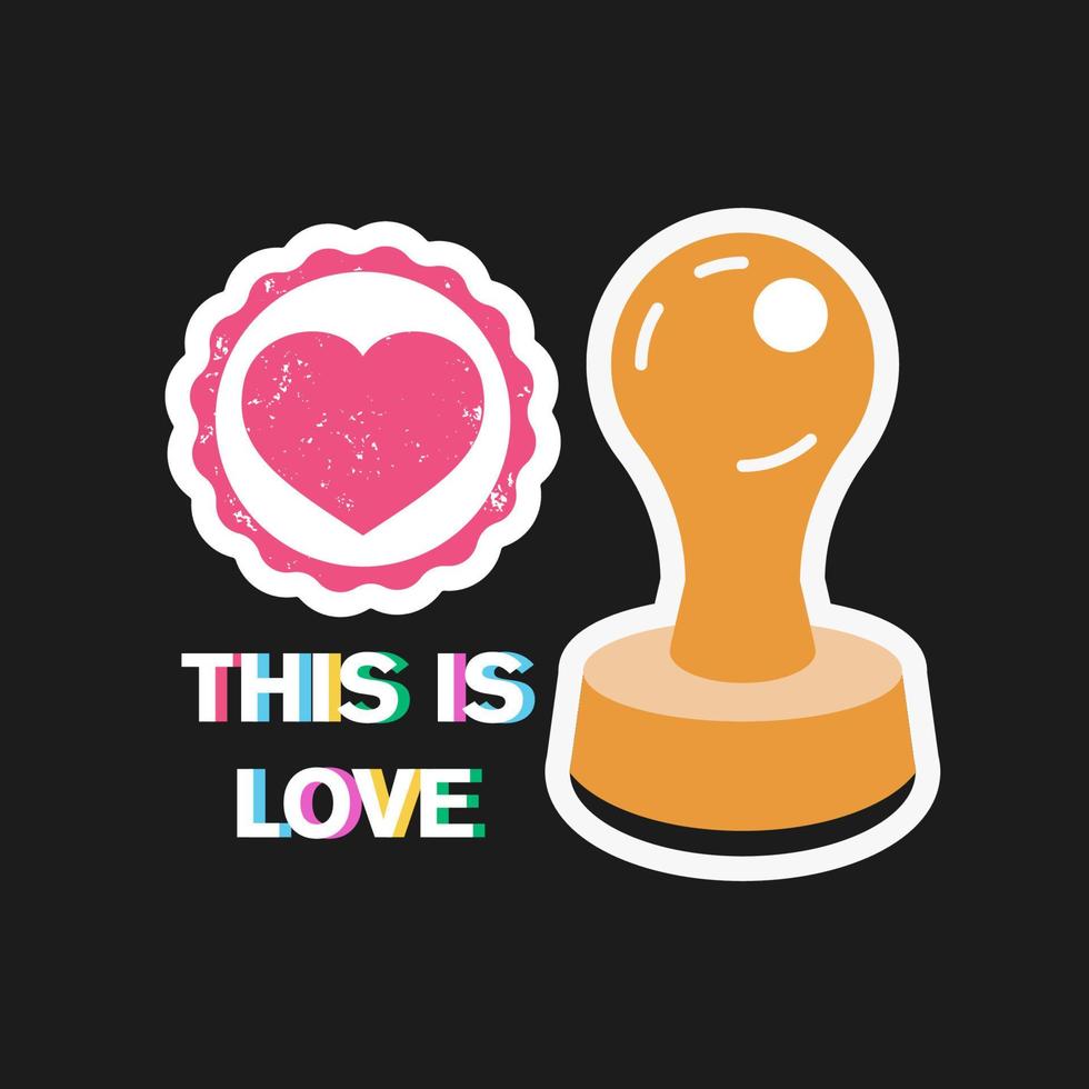 dit is liefde. vectorsticker. verzegelen en imponeren. vector