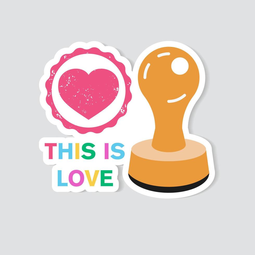 dit is liefde. vectorsticker. verzegelen en imponeren. vector