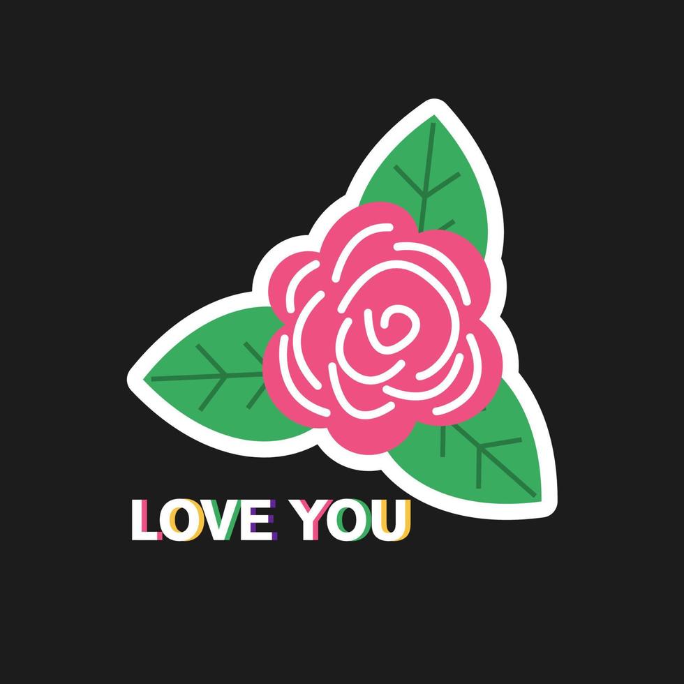 vector sticker met een roos. hou van jou.