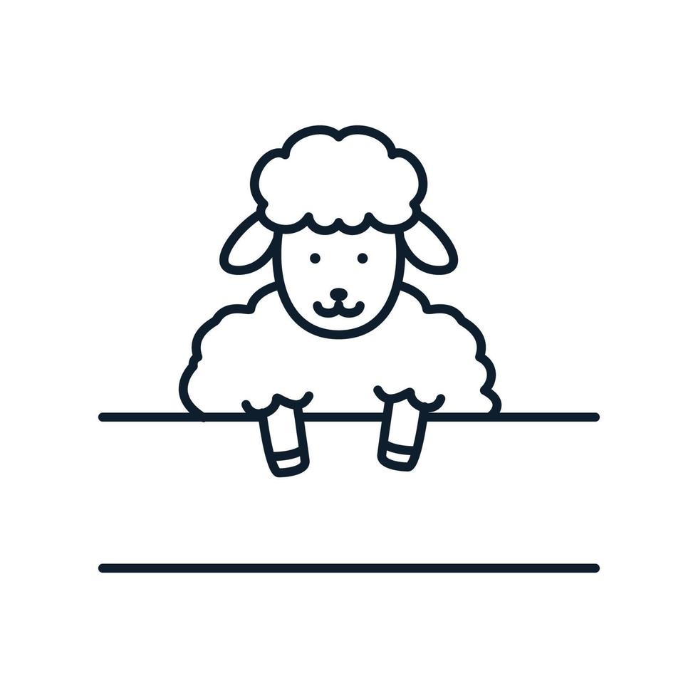 schapen glimlach blij met banner schattige cartoon logo vectorillustratie vector