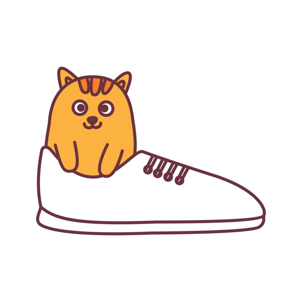 kat of kitty of kitten of huisdier op schoenen schattig logo vectorillustratie vector