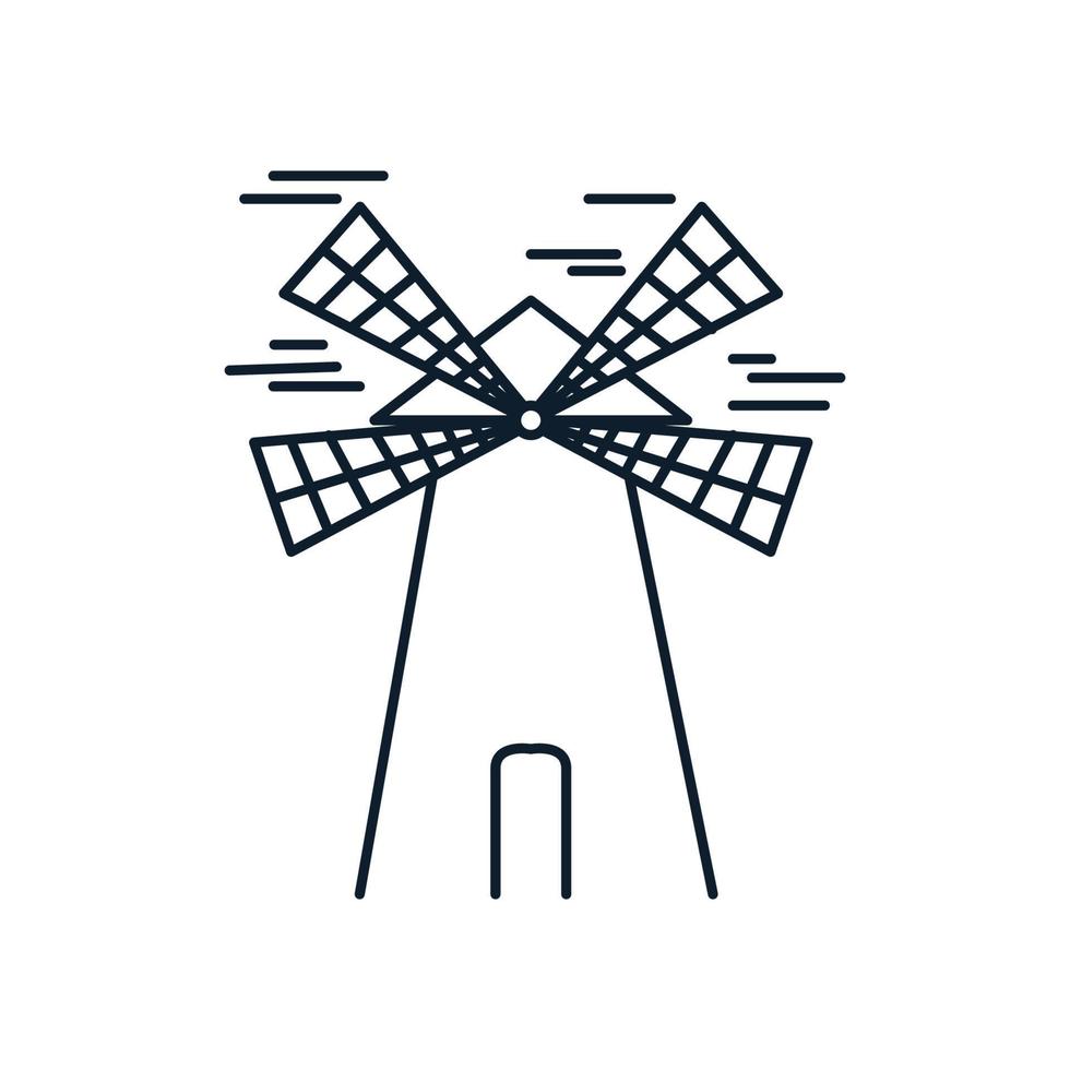 windmolen lijntekeningen overzicht eenvoudig logo vector pictogram ontwerp