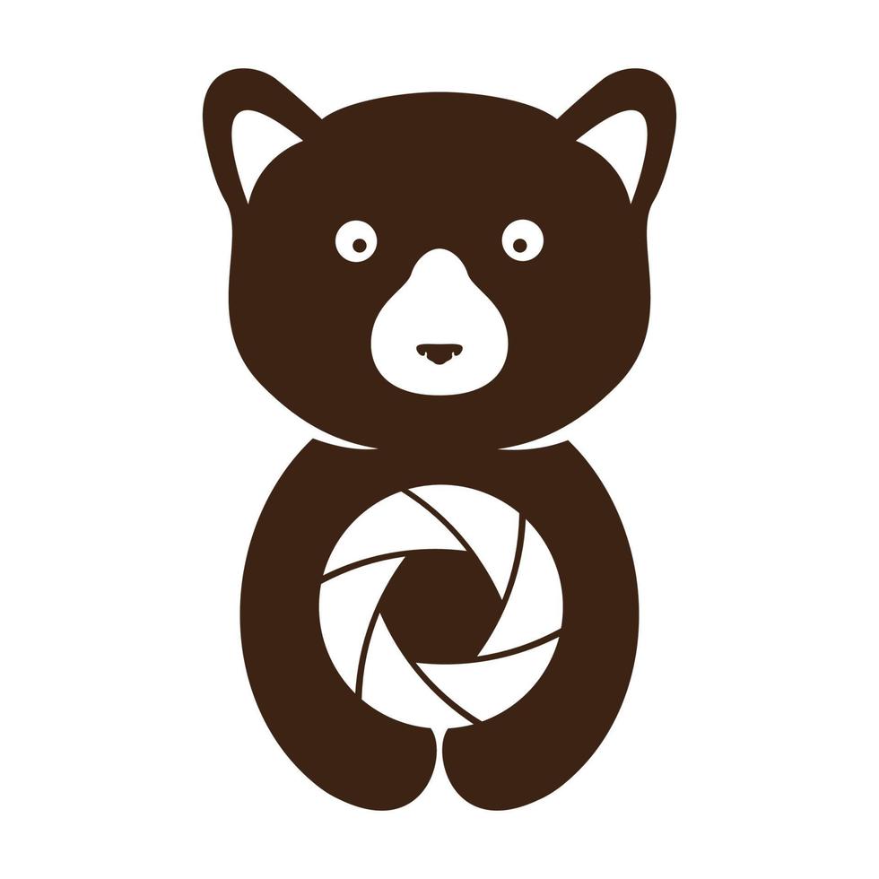 schattige dieren honing beer met camera logo symbool pictogram vector grafische ontwerp illustratie
