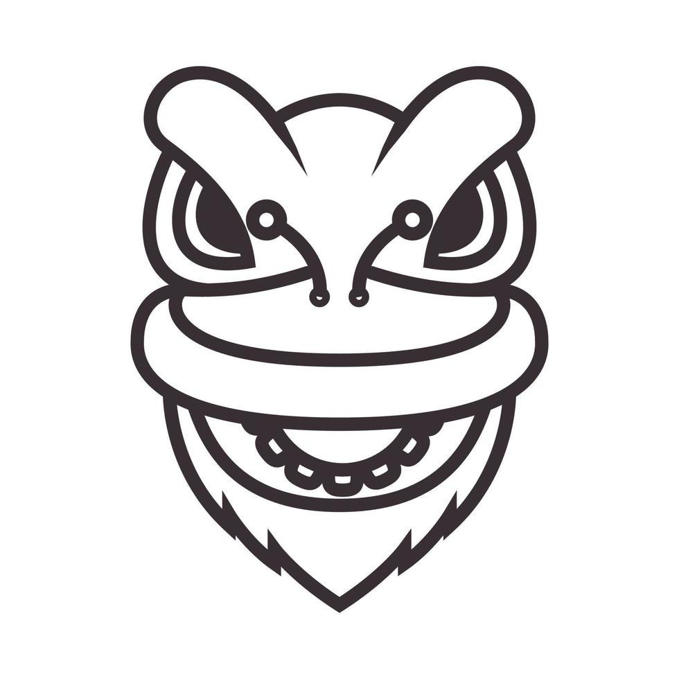 hoofd schattig lijnen leeuwendans logo vector symbool pictogram ontwerp illustratie