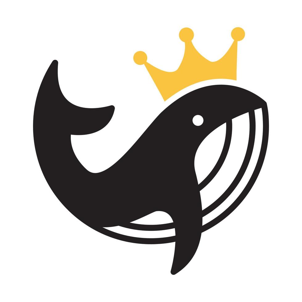 orka walvis met kroon logo vector symbool pictogram ontwerp illustratie