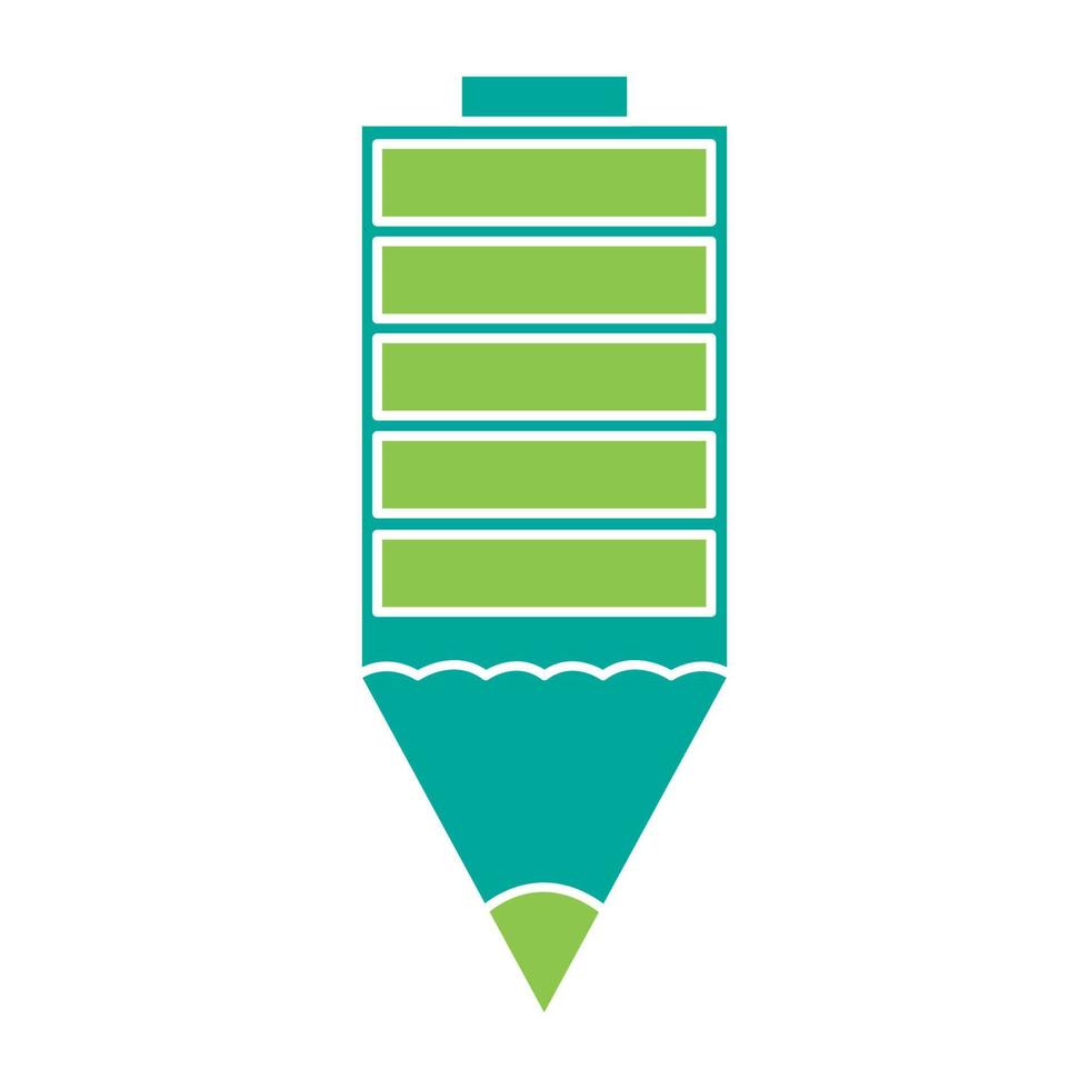 kleurrijke potlood kunst en batterij logo symbool pictogram vector grafisch ontwerp illustratie