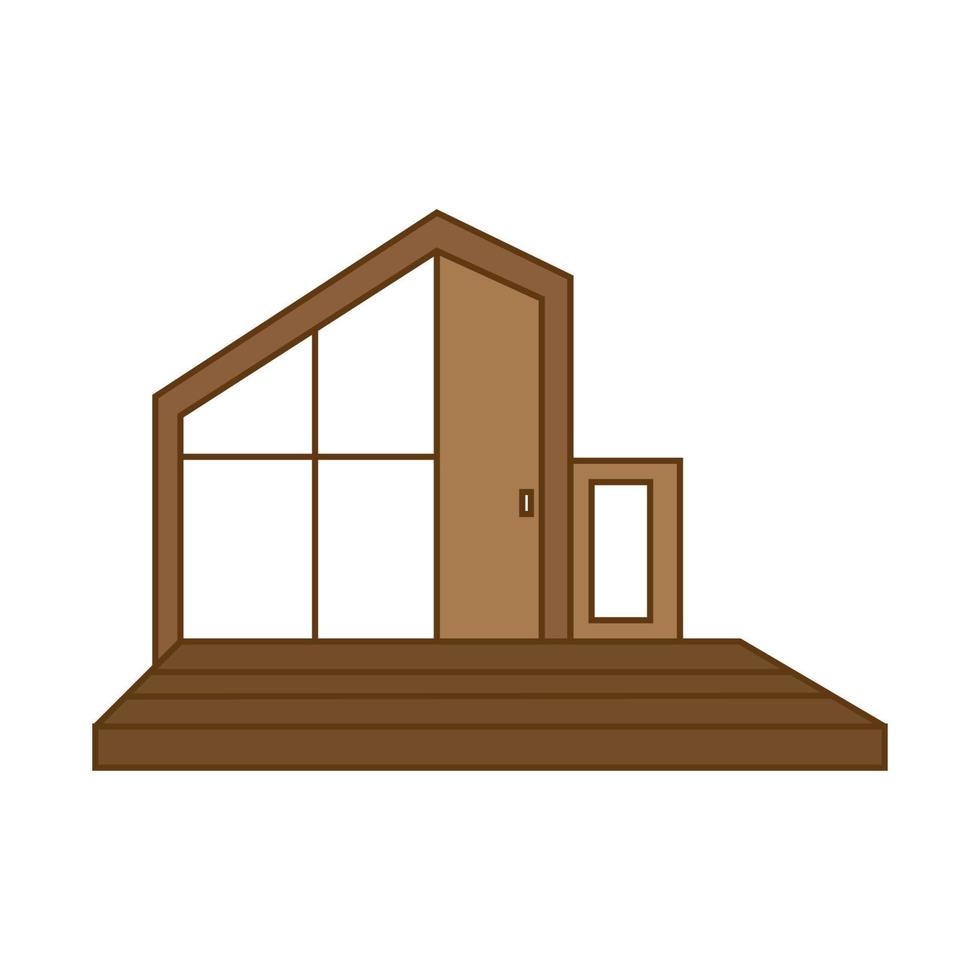 huis huis moderne architectuur hout minimalistisch logo vector pictogram illustratie ontwerp