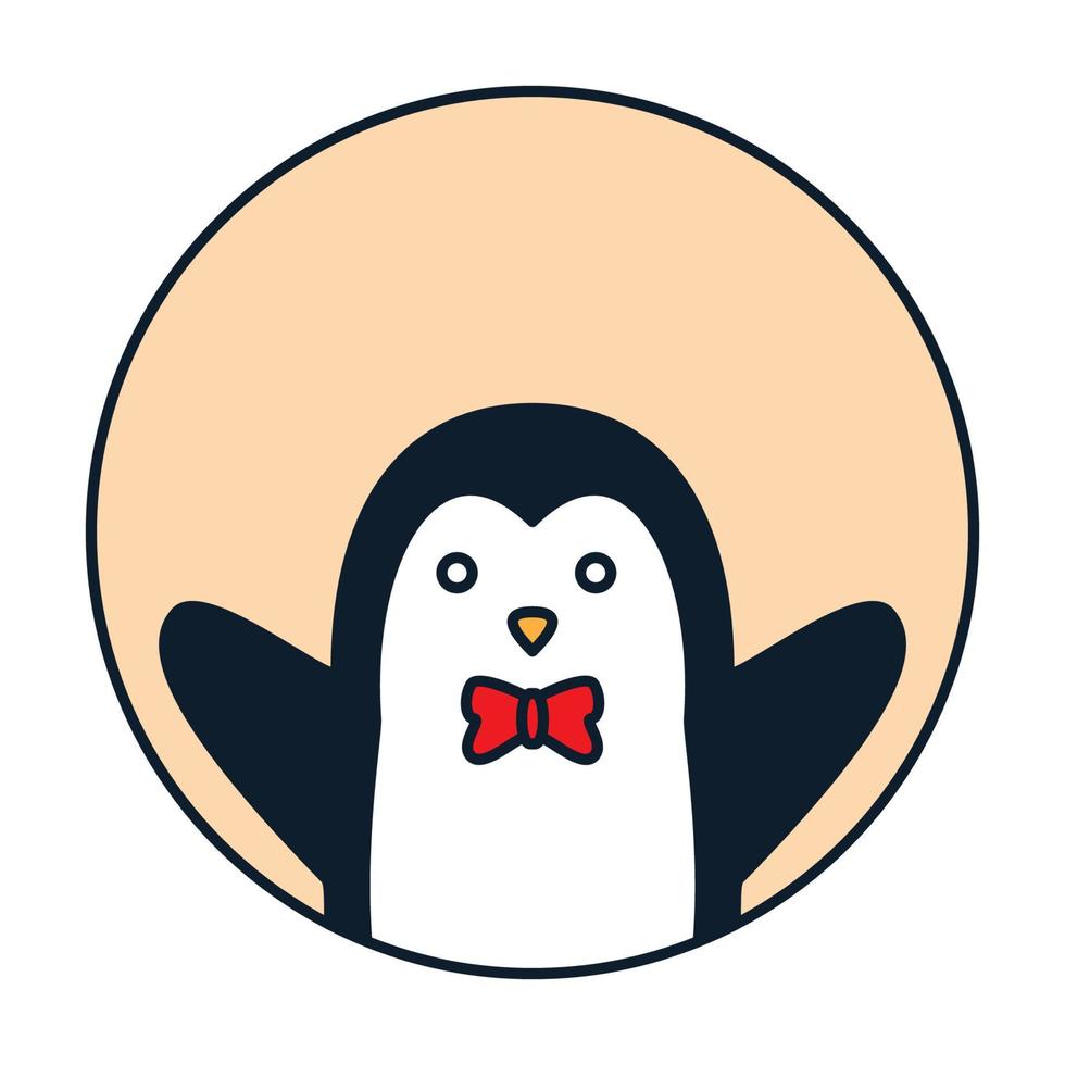 baby pinguïn op cirkel glimlach schattige cartoon logo vectorillustratie vector