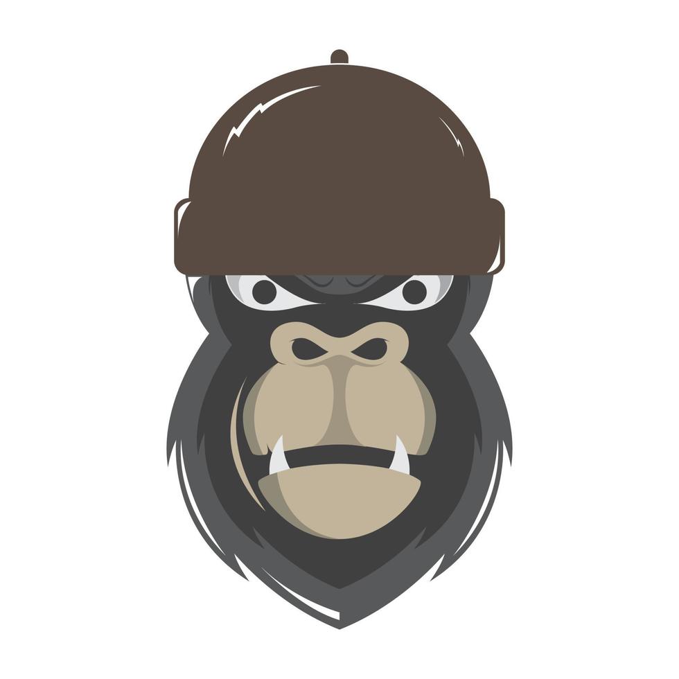 cool gezicht gorilla met hoed logo ontwerp vector grafisch symbool pictogram teken illustratie creatief idee