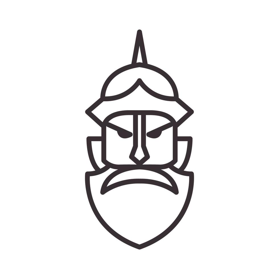 man hoofd lijnen japan krijger logo vector symbool pictogram ontwerp illustratie