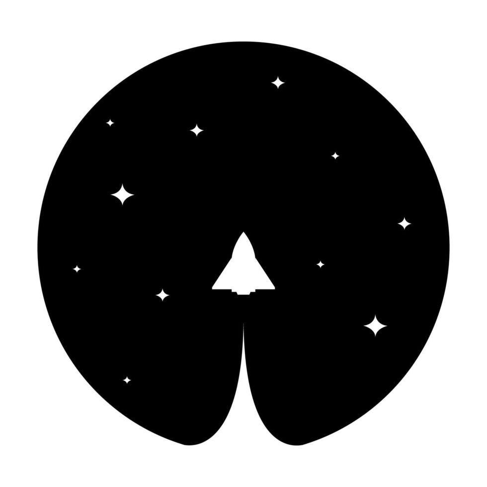 nachtruimte met raket logo symbool vector pictogram illustratie grafisch ontwerp