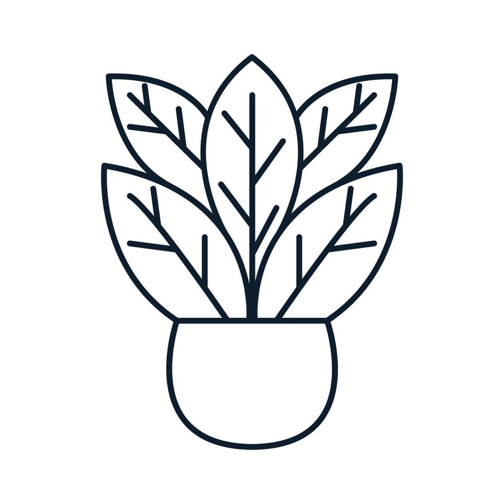 pot met plant bloem blad tuin lijn modern logo vector illustratie ontwerp