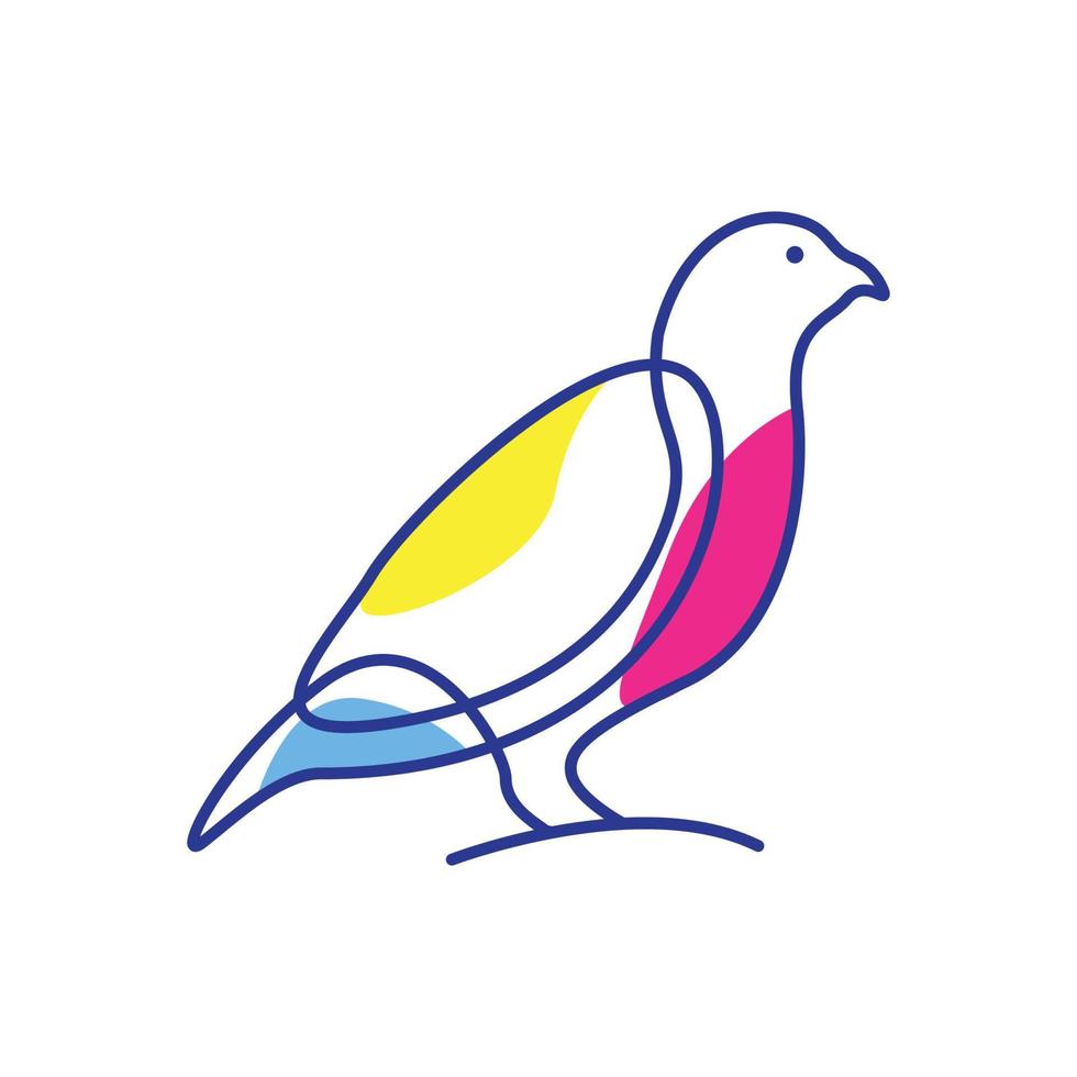 vogels kwartel lijn kleurrijke logo symbool vector pictogram ontwerp illustratie