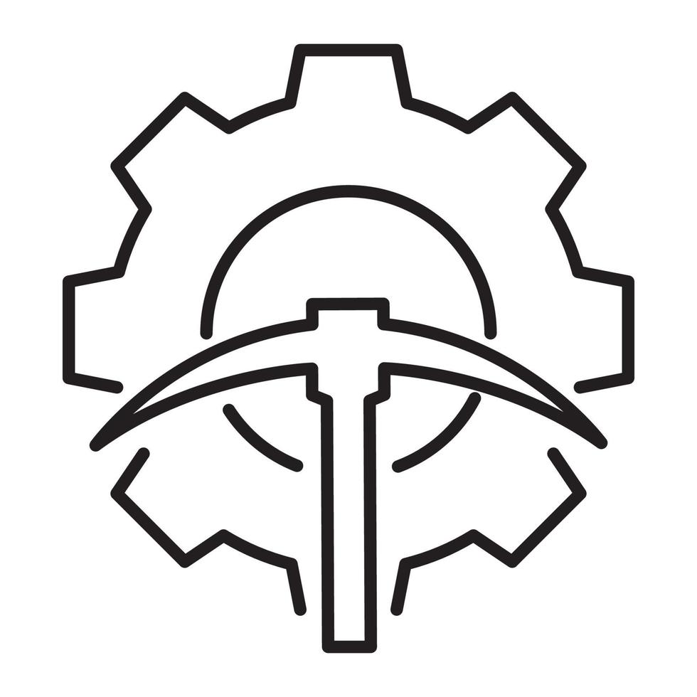 versnelling service met mijnbouw tools lijn logo vector symbool pictogram ontwerp grafische afbeelding