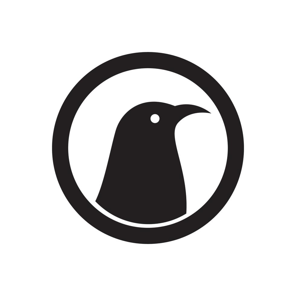 gezicht zwarte vogel met cirkel logo ontwerp vector grafisch symbool pictogram teken illustratie creatief idee