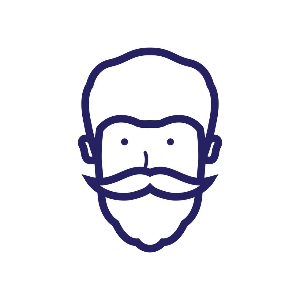 man met baard en snor eenvoudige lijn logo vector pictogram illustratie ontwerp