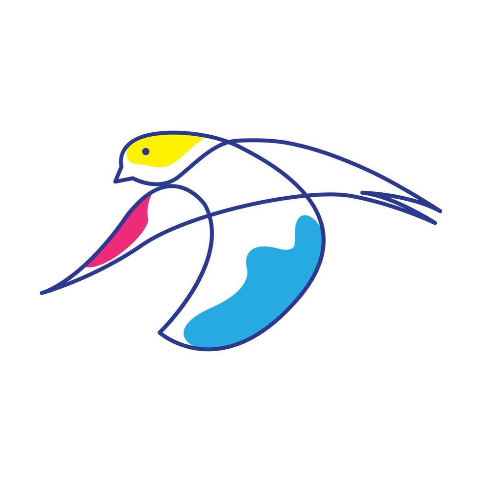 kleurrijke lijnen kunst vogel schoonheid duif logo ontwerp vector pictogram symbool illustratie