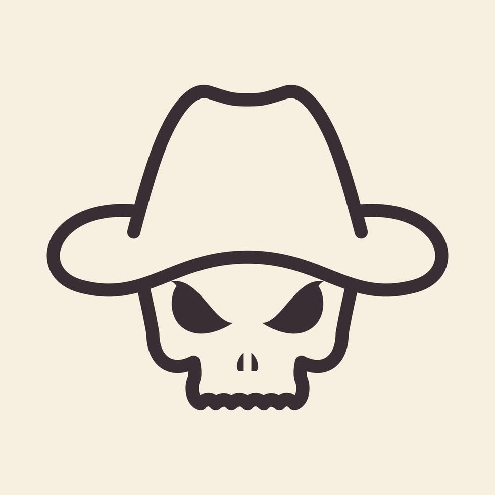 schedel met cowboyhoed vintage logo ontwerp vector grafisch symbool pictogram teken illustratie creatief idee