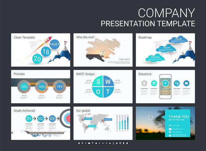Presentatiemedia-sjabloon voor uw bedrijf met infographic-elementen. vector