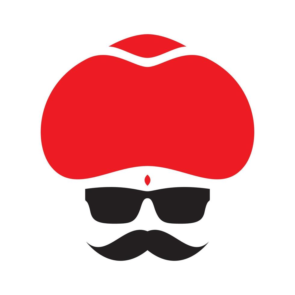 cool man india met hoed cultuur logo ontwerp vector grafisch symbool pictogram teken illustratie creatief idee