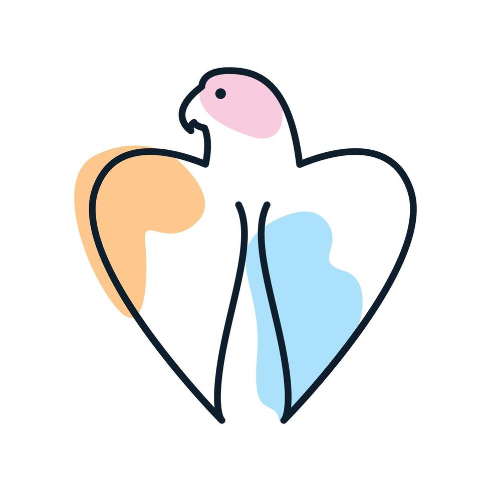 papegaai of ara's lijn abstract kleurrijk logo vector illustratie ontwerp