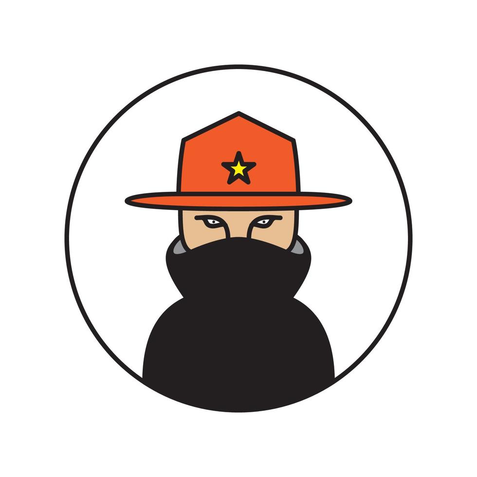 hipster hoofd sheriff lijnen logo vector pictogram symbool grafisch ontwerp illustratie