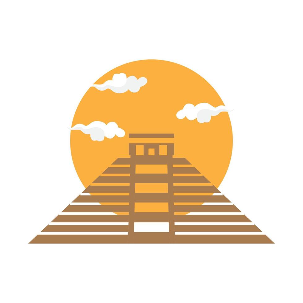 piramide met zonsondergang vintage logo vector illustratie ontwerp