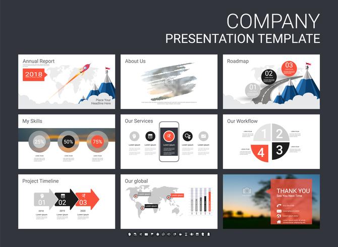 Presentatiemedia-sjabloon voor uw bedrijf met infographic-elementen. vector