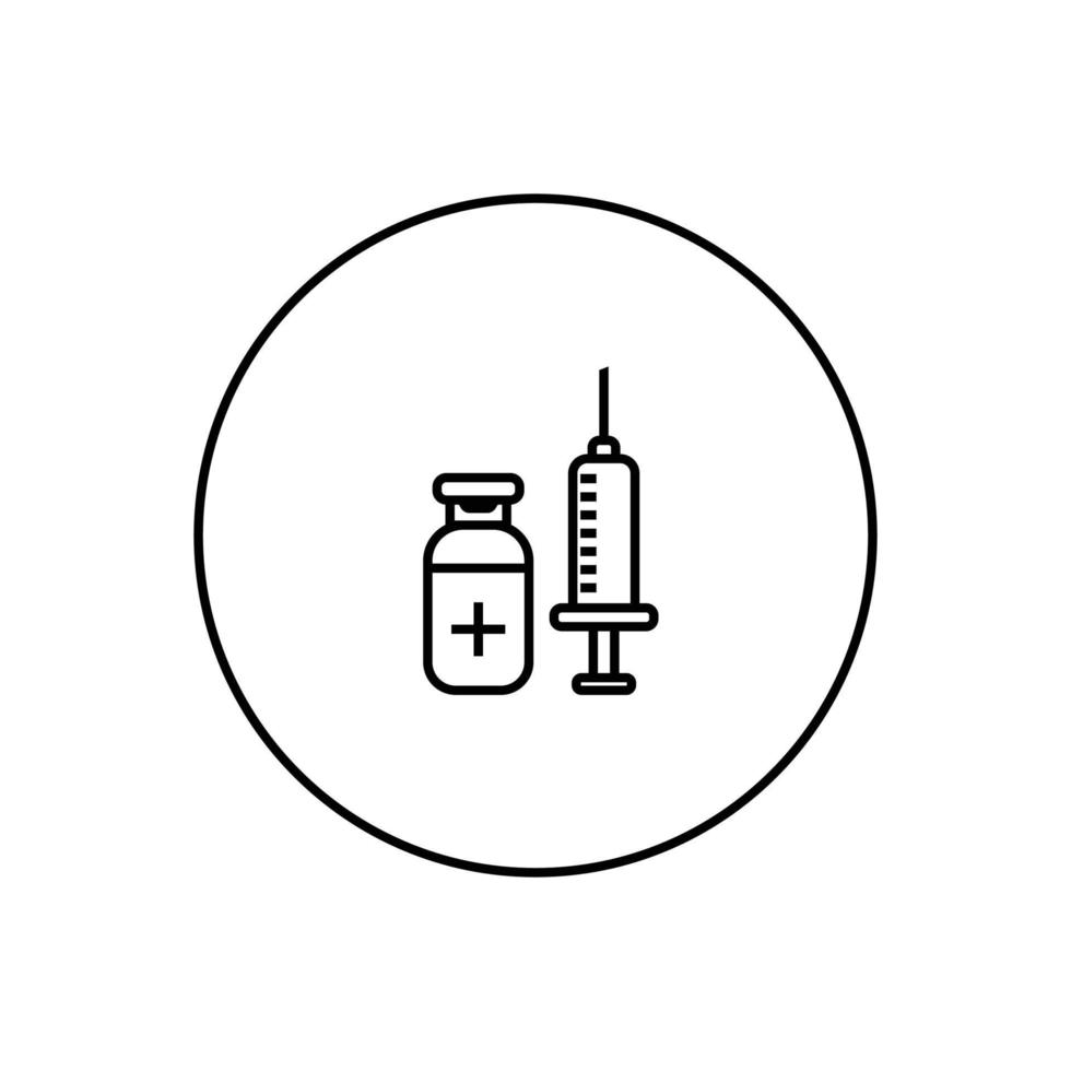 injecties lijn icoon. spuit, naald, medicatie. behandelconcept. kan worden gebruikt voor onderwerpen als medicijnen, vaccinatie, immunisatie, covid - 19 vaccinatie vector