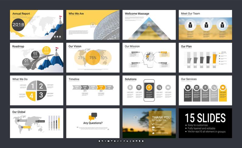 Presentatiemedia-sjabloon voor uw bedrijf met infographic-elementen. vector