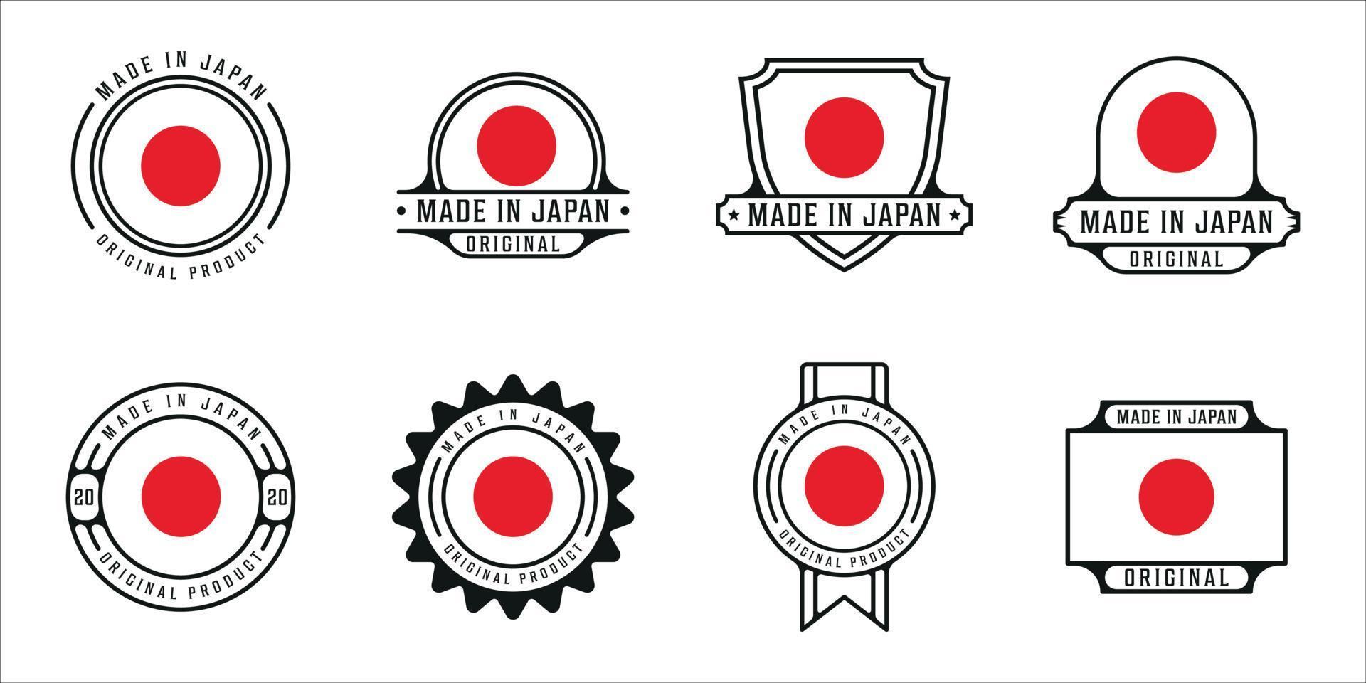 set gemaakt in japan logo overzicht vector illustratie sjabloon pictogram grafisch ontwerp. bundelverzameling van vlaggenland met verschillende badges en typografie