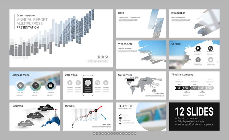 Presentatiemedia-sjabloon voor uw bedrijf met infographic-elementen. vector