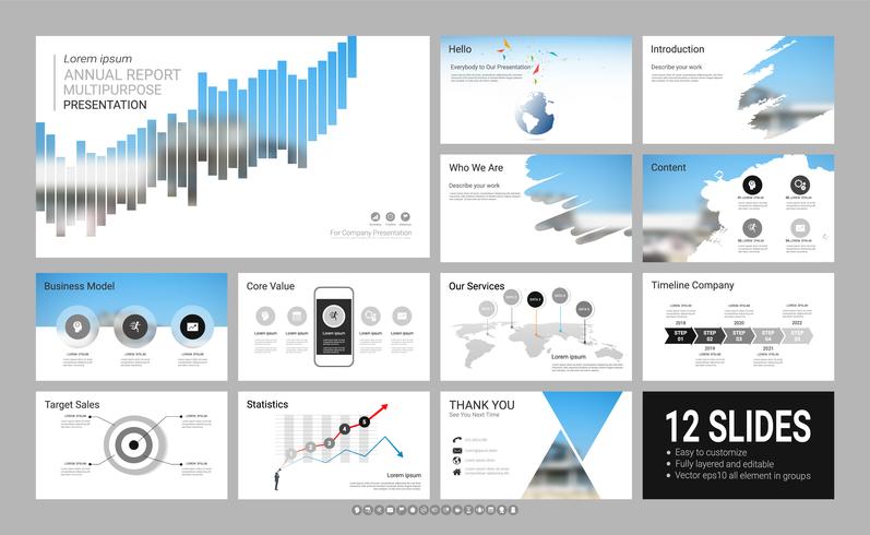 Presentatiemedia-sjabloon voor uw bedrijf met infographic-elementen. vector