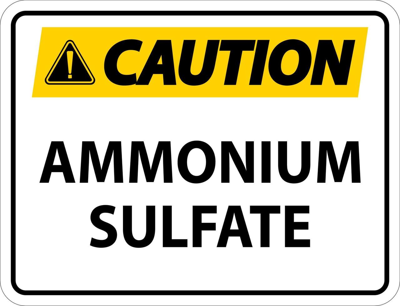 voorzichtigheid ammoniumsulfaat symbool teken op witte achtergrond vector