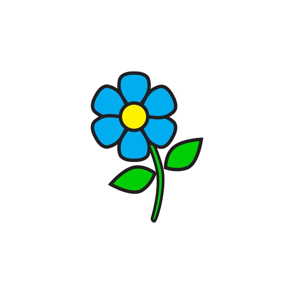 blauwe kleurrijke bloem cartoon icoon. vector