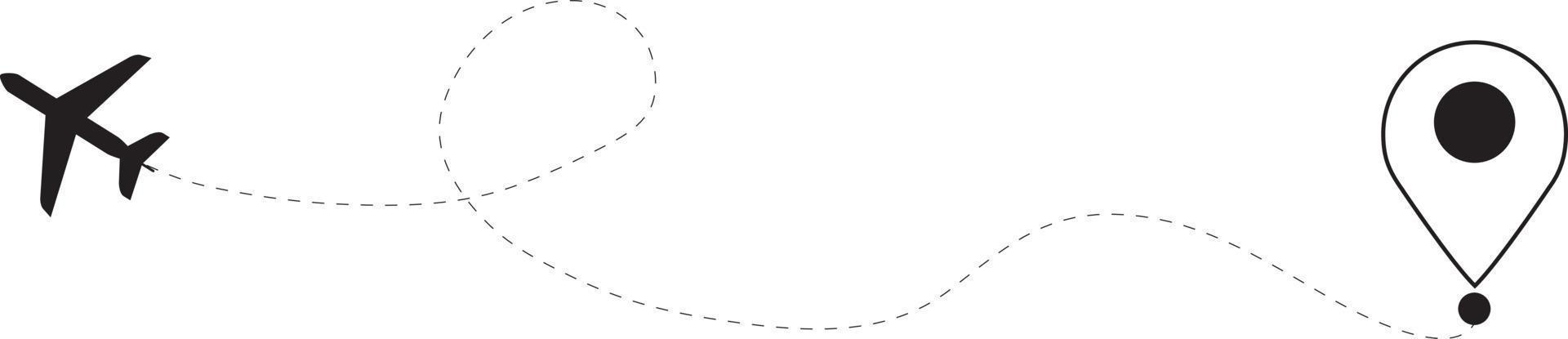 vliegtuig gestippelde route lijn de manier waarop vliegtuig. vliegen met een stippellijn vanaf het startpunt en langs het pad vector