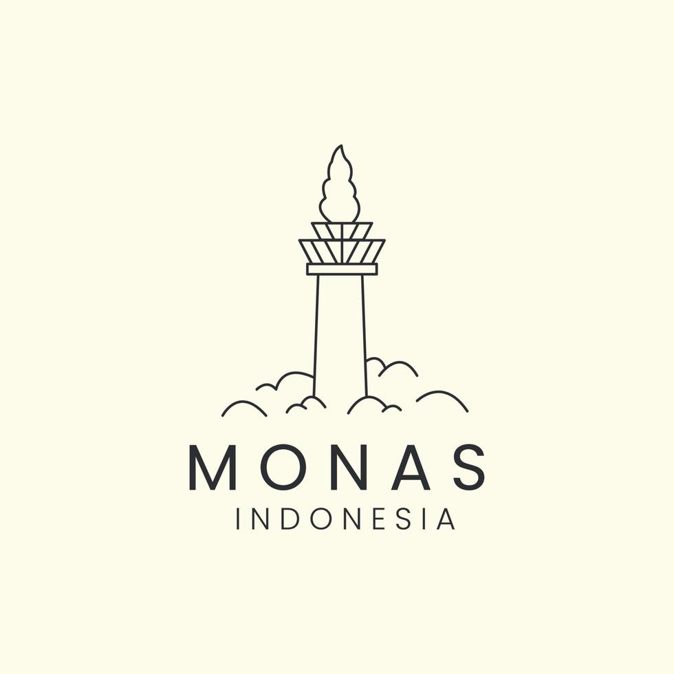 monas indonesië wolk minimalistische lijn kunst logo pictogram sjabloon vector design