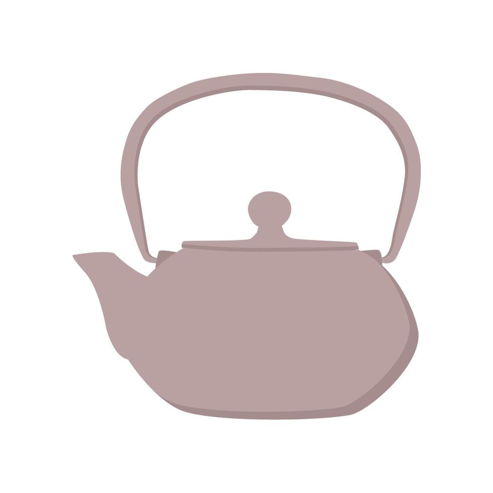 cartoon grijze theepot. keuken gebruiksvoorwerp. Chinese theepot. doodle vlakke stijl. vector