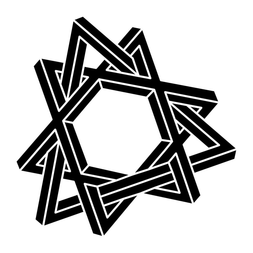 onmogelijke vorm logo ontwerp, optische illusie object. optische kunst figuur. heilige geometrie. vector
