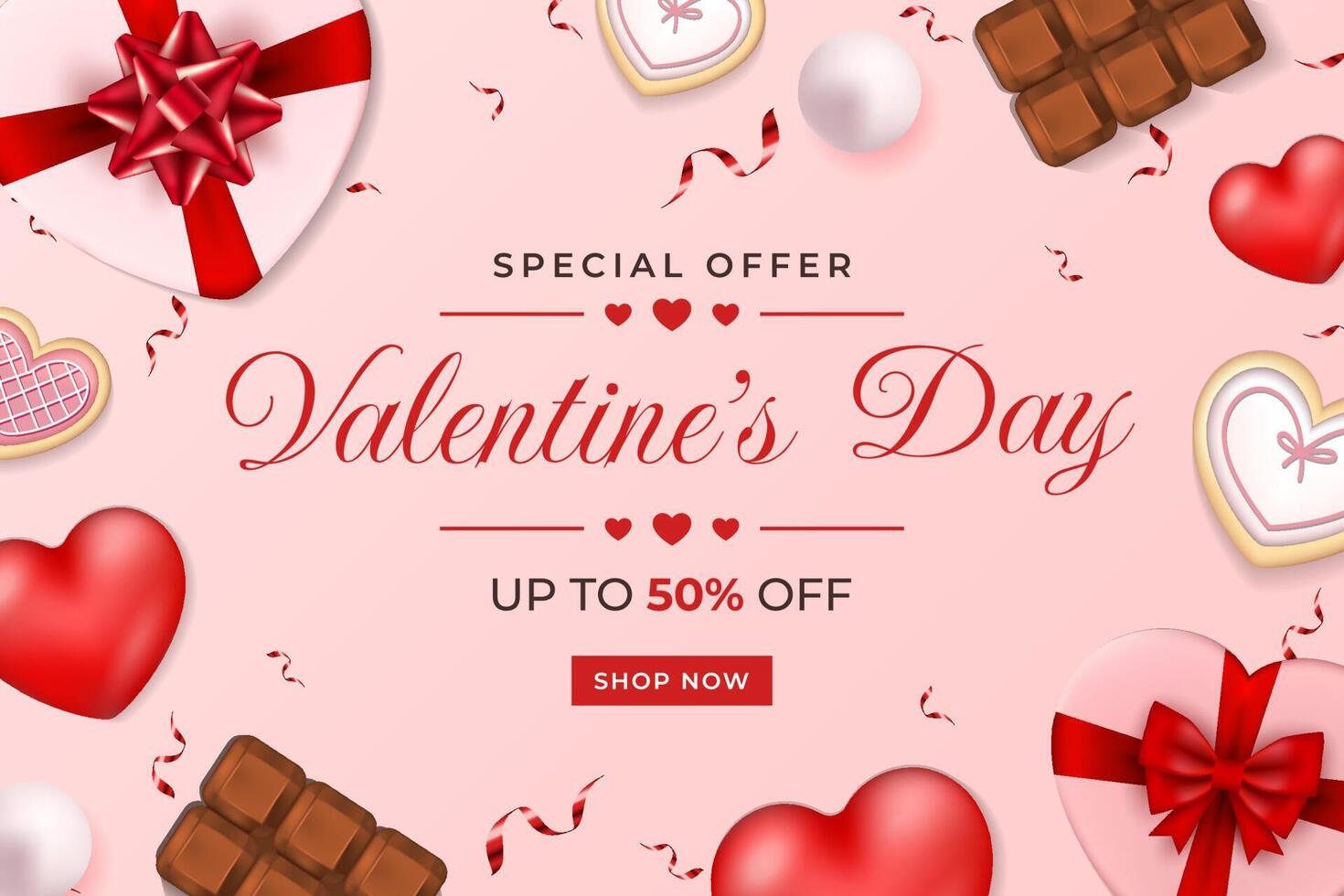 Valentijnsdag speciale aanbieding promotie achtergrond sjabloon vector