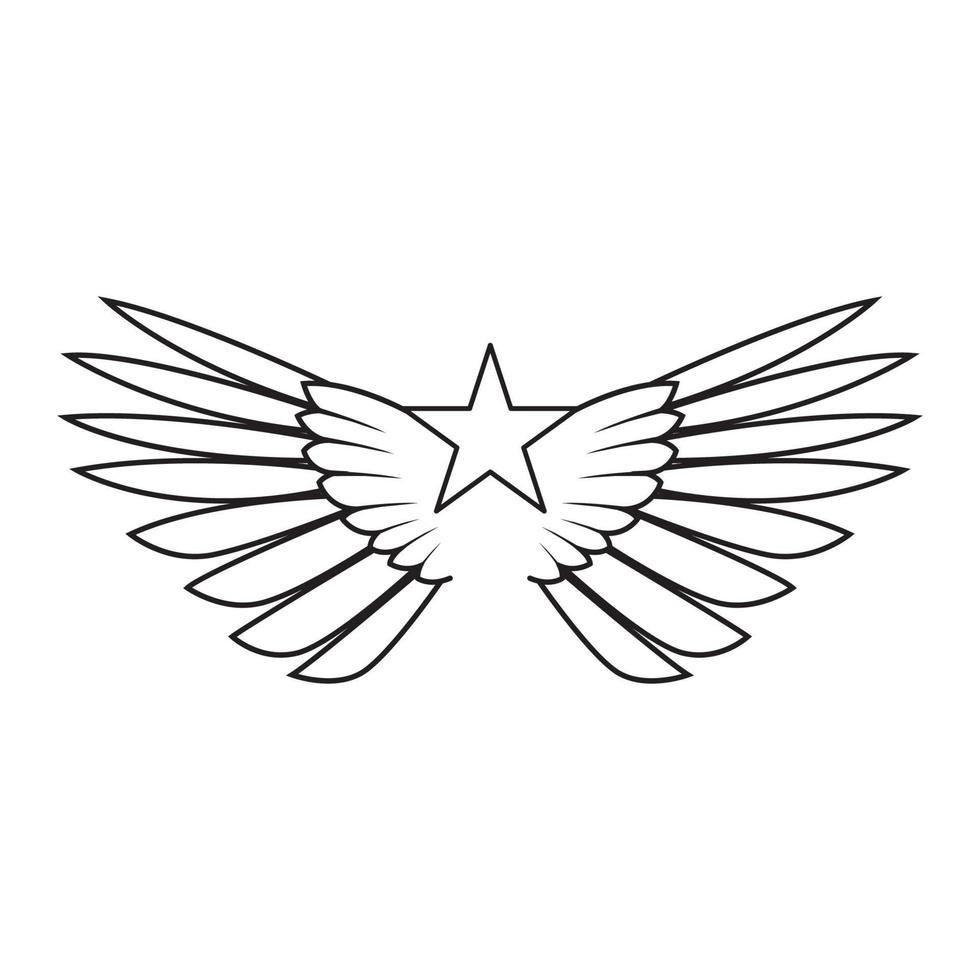 moderne lijnen vleugels met ster logo symbool pictogram vector grafische ontwerp illustratie