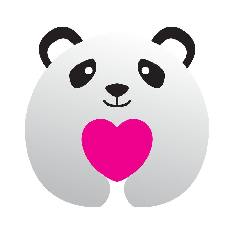 schattige panda knuffel liefde logo vector symbool pictogram ontwerp illustratie