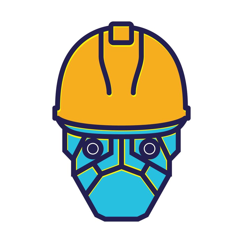 bouwvakker robots helm lijnen logo symbool pictogram vector grafisch ontwerp illustratie