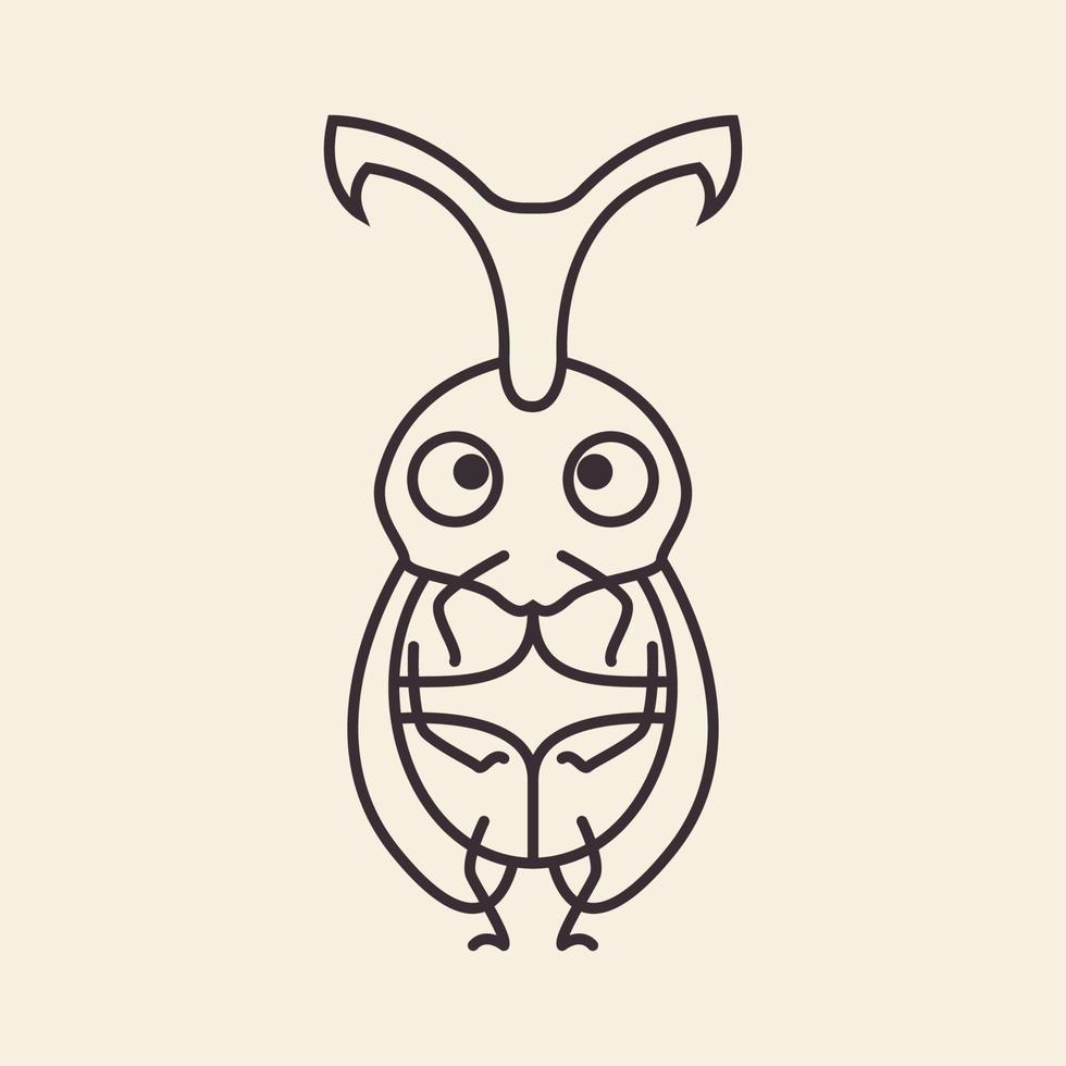 dier insect kever schattig cartoon lijn logo ontwerp vector pictogram symbool illustratie