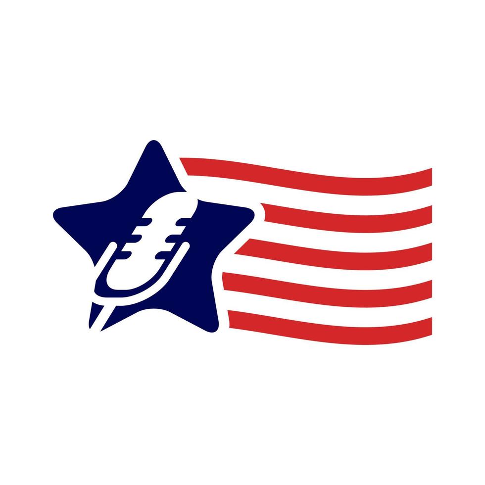 microfoon met Amerikaanse vlag logo symbool pictogram vector grafisch ontwerp illustratie idee creatief