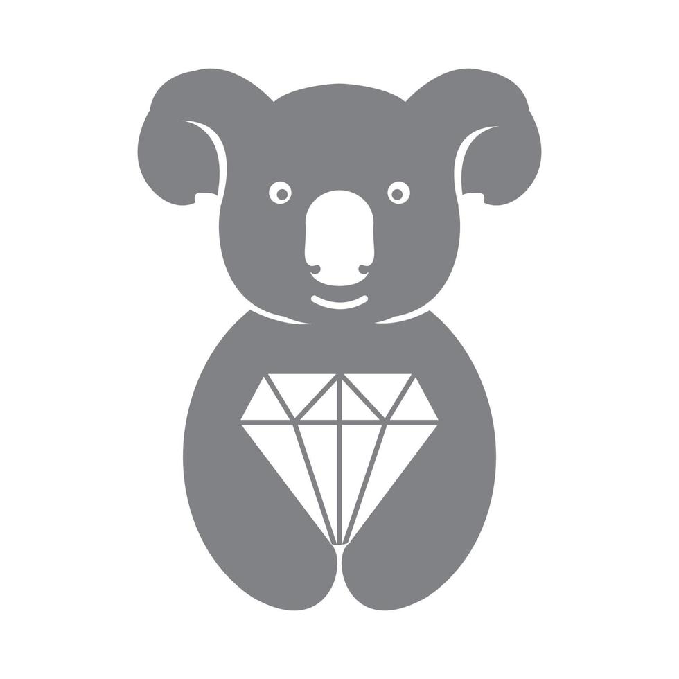 schattige dieren koala met diamant logo symbool pictogram vector grafische ontwerp illustratie