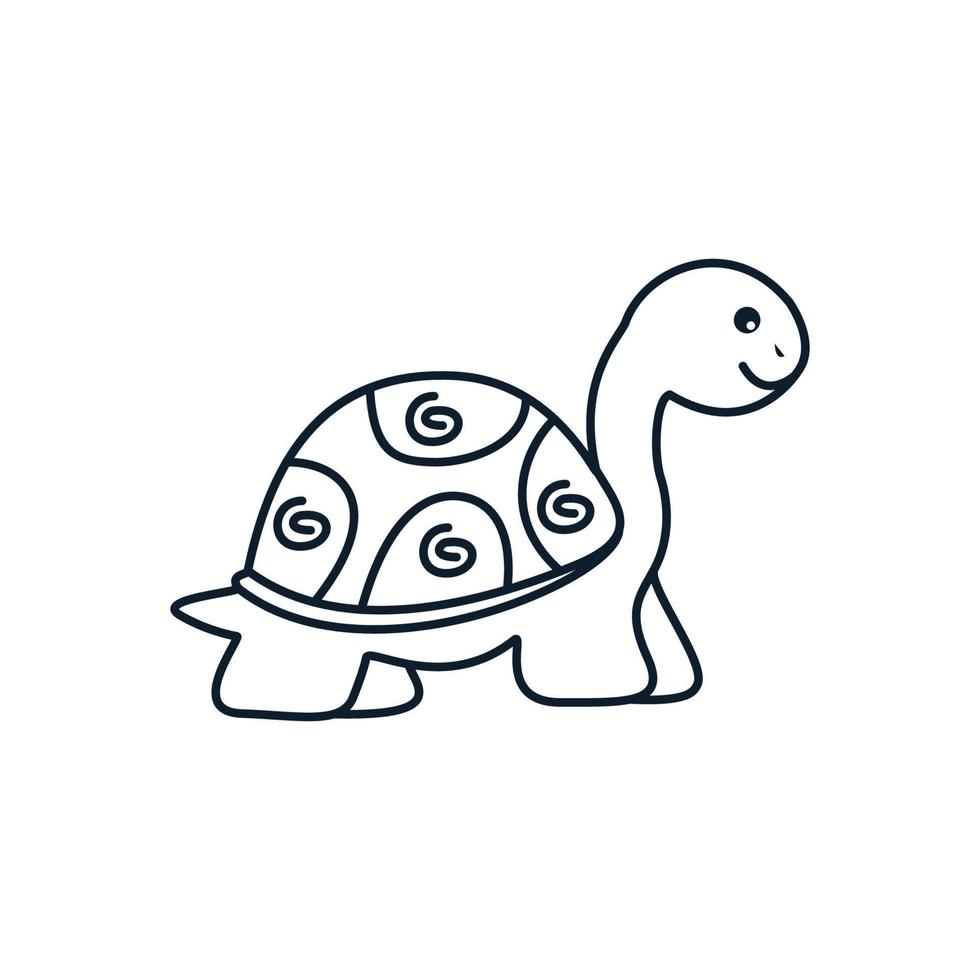 schildpad of schildpad lijn glimlach schattige cartoon logo pictogram illustratie vector