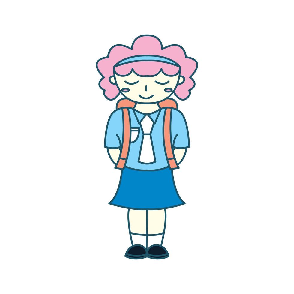 vrouw of meisje of vrouw gaat naar school schattig logo vectorillustratie vector