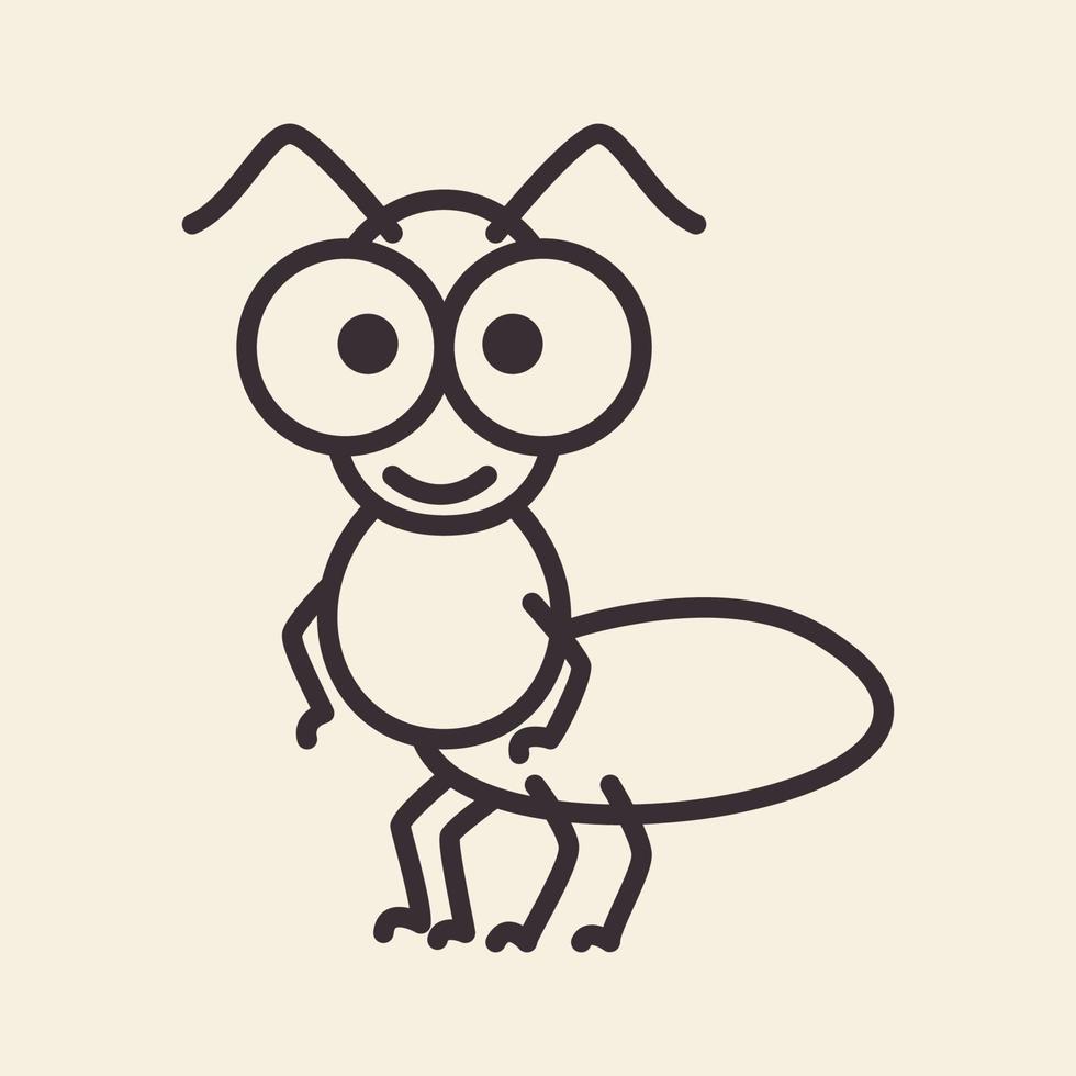 dier insect mier lijnen cartoon schattig logo ontwerp vector pictogram symbool illustratie