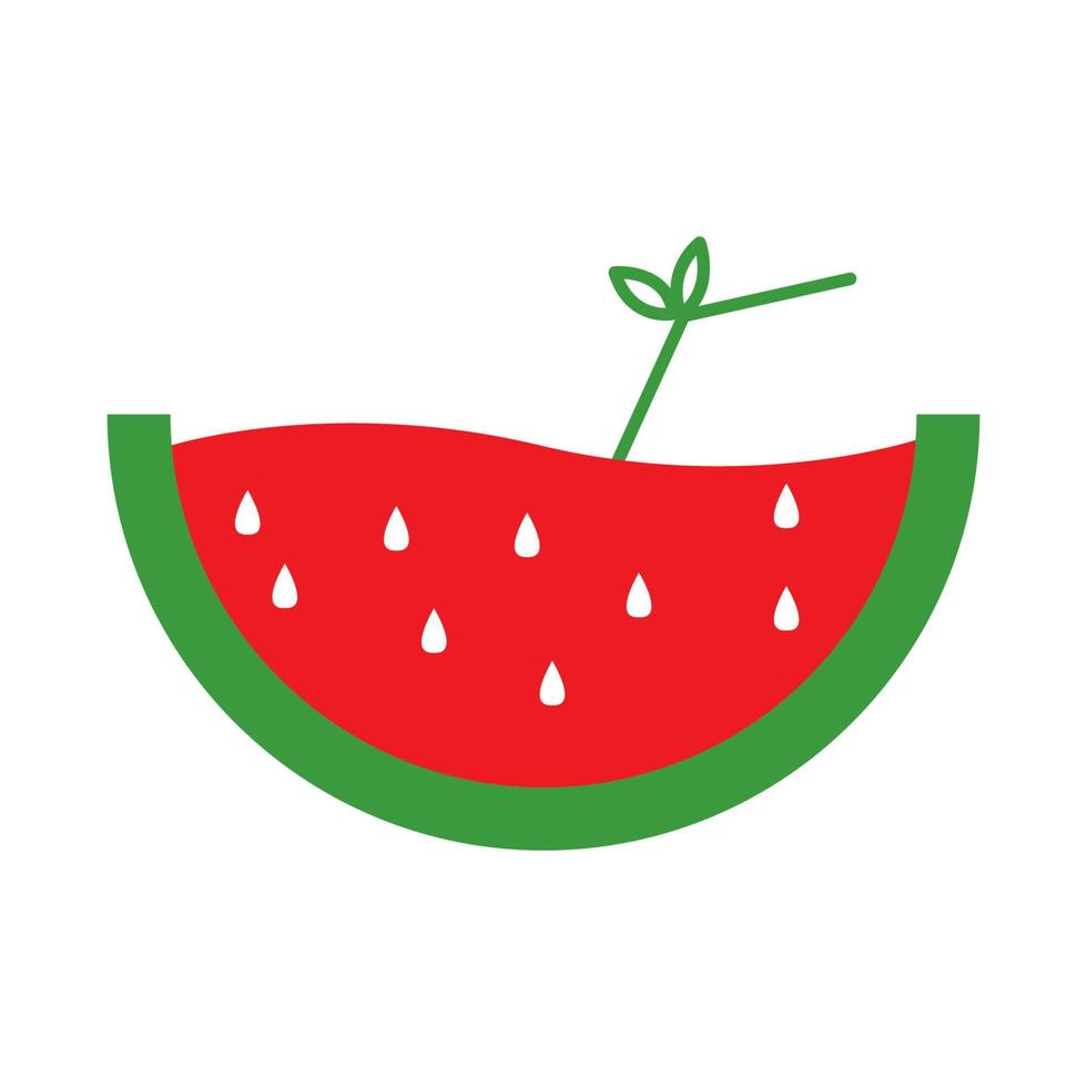 verse kleurrijke watermeloen met stro logo vector pictogram symbool grafisch ontwerp illustratie